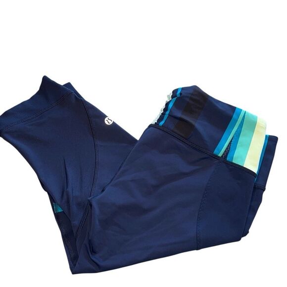 Lululemon Align Core Kicker Crop Inkwell Assorted Stripe Surge Legging Blue Size - Picture 2 of 10